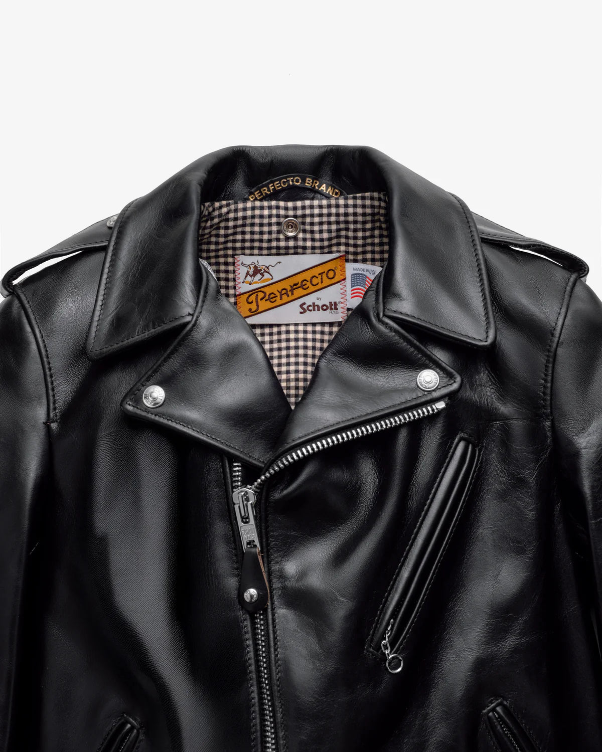 SCHOTT NYC PER50 HEAVYWEIGHT FITTED PERFECTO MOTORCYCLE JACKET - BLACK