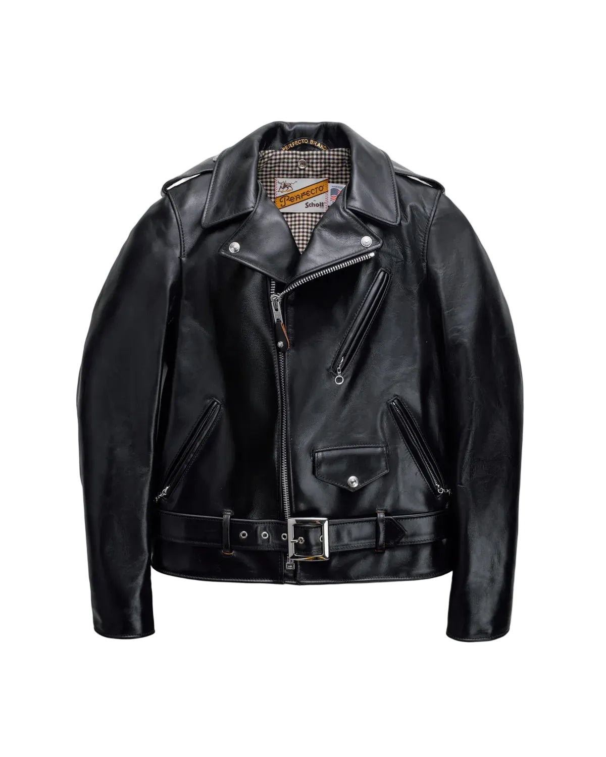 SCHOTT NYC PER50 HEAVYWEIGHT FITTED PERFECTO MOTORCYCLE JACKET - BLACK