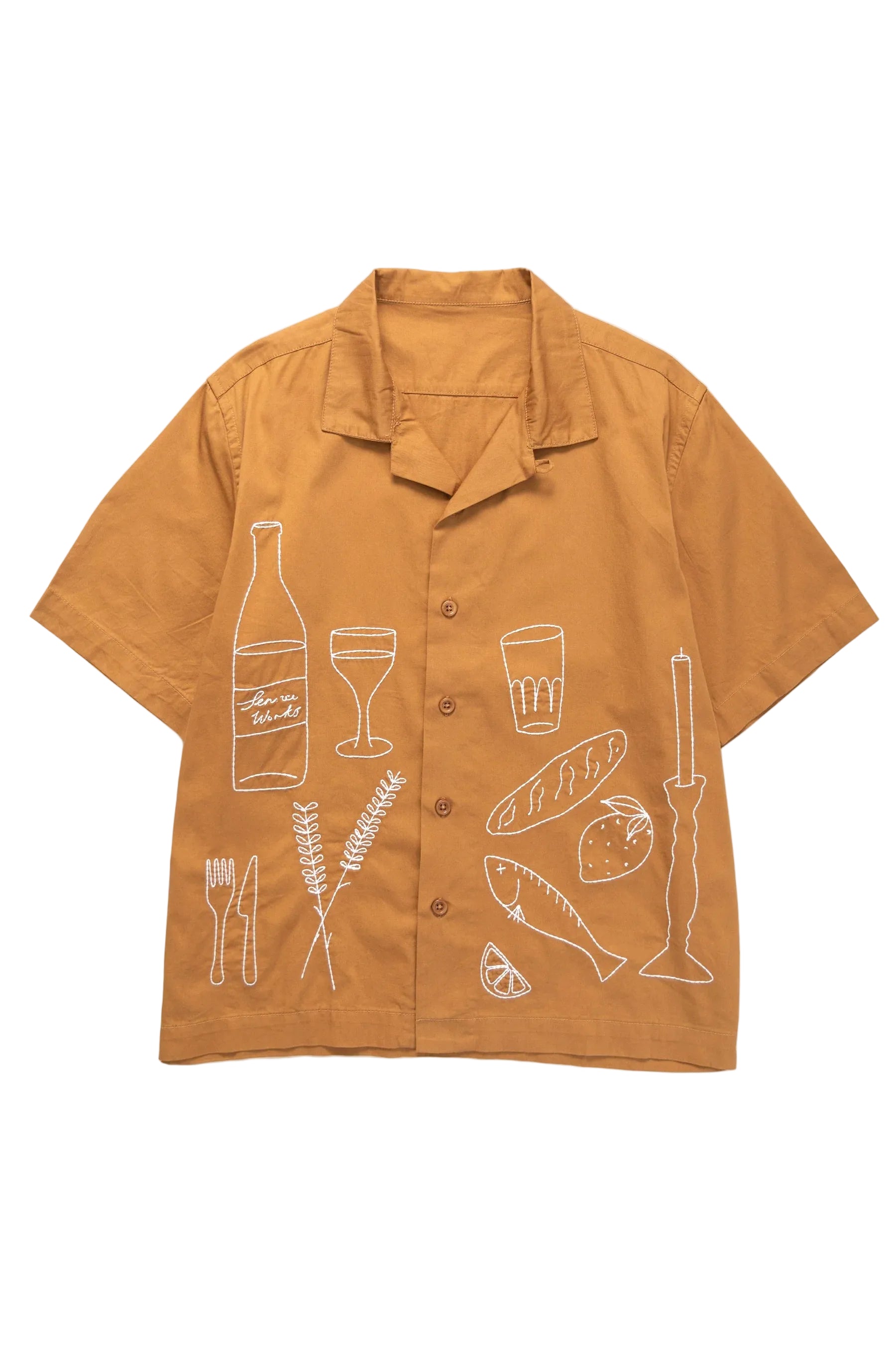 Service Works Light Twill Picnic Short Sleeve Shirt — Burnt Sugar — front view