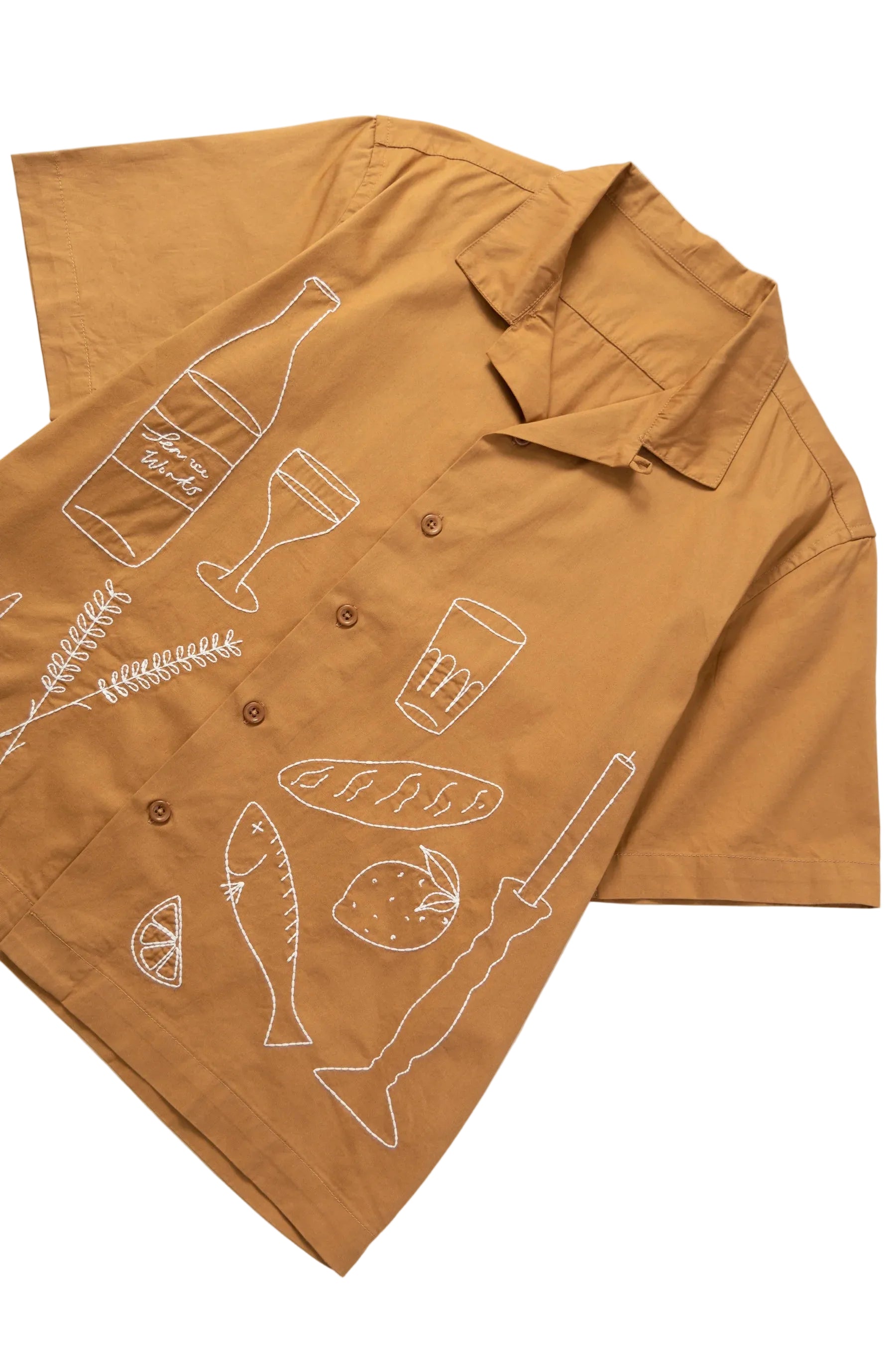 Service Works Light Twill Picnic Short Sleeve Shirt — Burnt Sugar — view 2