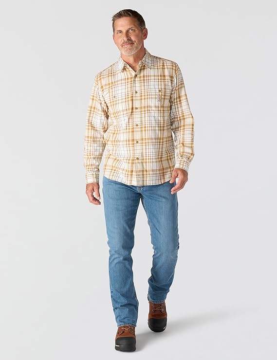 CARHARTT RUGGED FLEX RLX-FT LW L/S PLAID SHIRT - OAT MILK