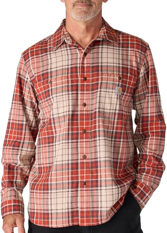 CARHARTT RUGGED FLEX RLX-FT LW L/S PLAID SHIRT - SPICE RED