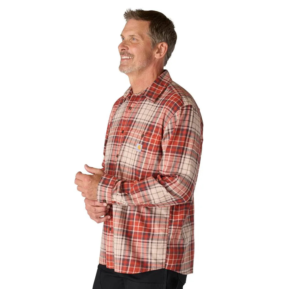CARHARTT RUGGED FLEX RLX-FT LW L/S PLAID SHIRT - SPICE RED