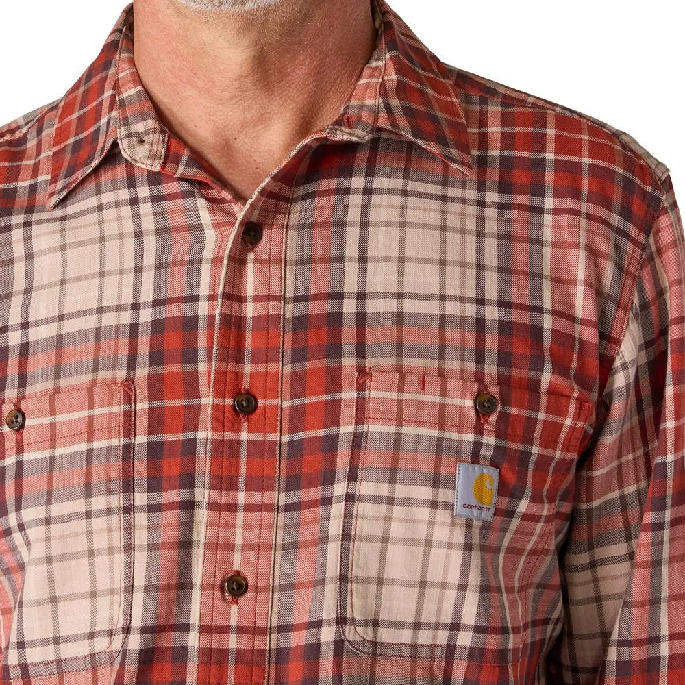 CARHARTT RUGGED FLEX RLX-FT LW L/S PLAID SHIRT - SPICE RED