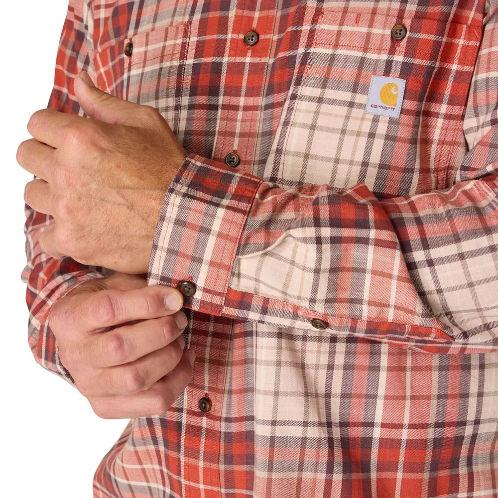 CARHARTT RUGGED FLEX RLX-FT LW L/S PLAID SHIRT - SPICE RED