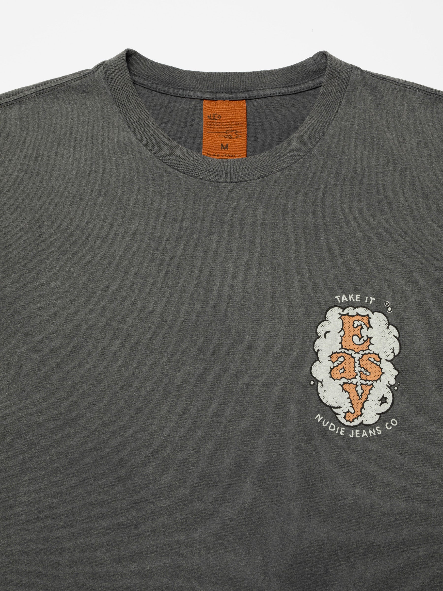 NUDIE JEANS ROY T-SHIRT EASY CLOUD - ANTRACITE