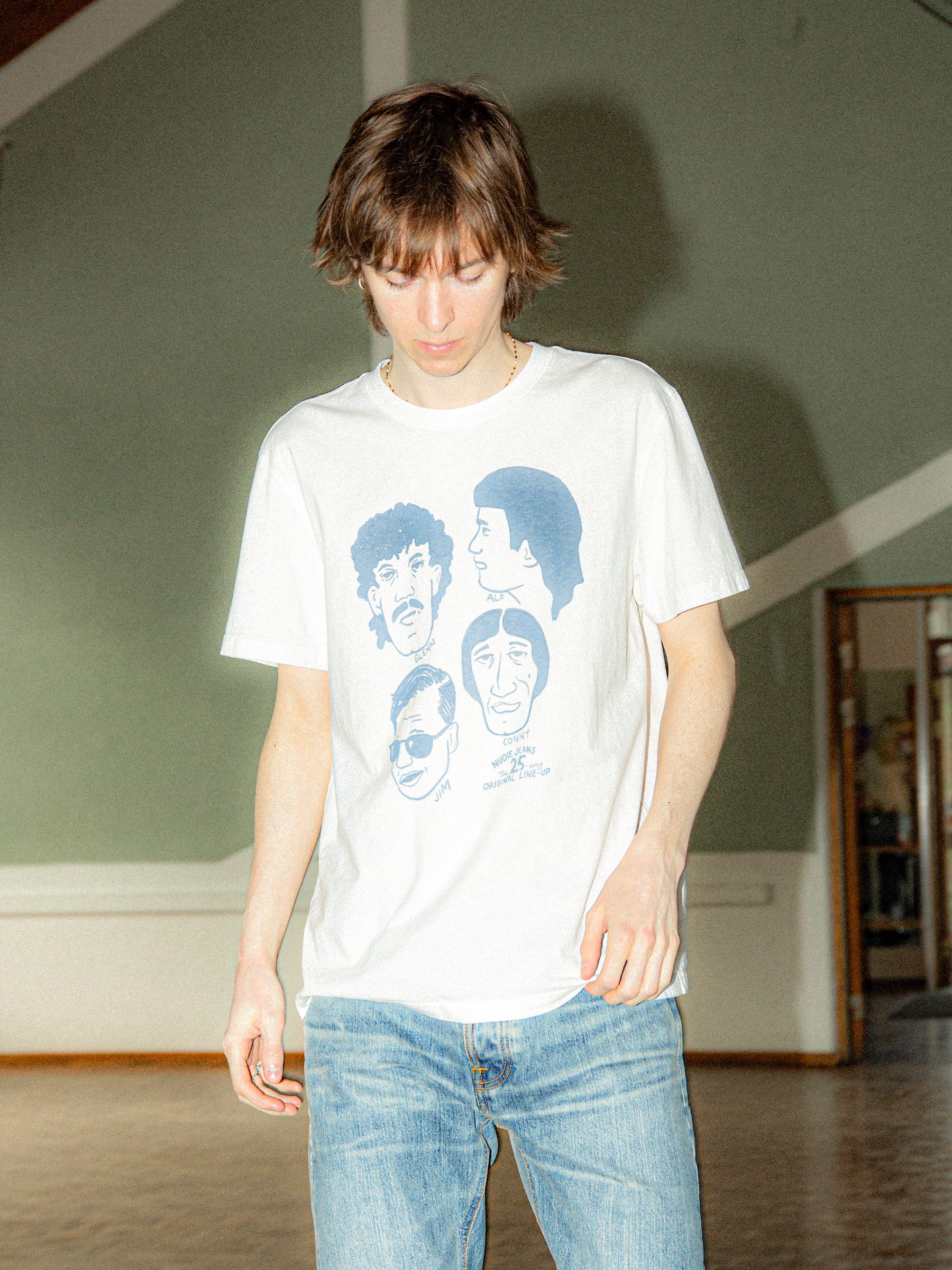 NUDIE JEANS ROY T-SHIRT FAB FOUR - CHALK WHITE