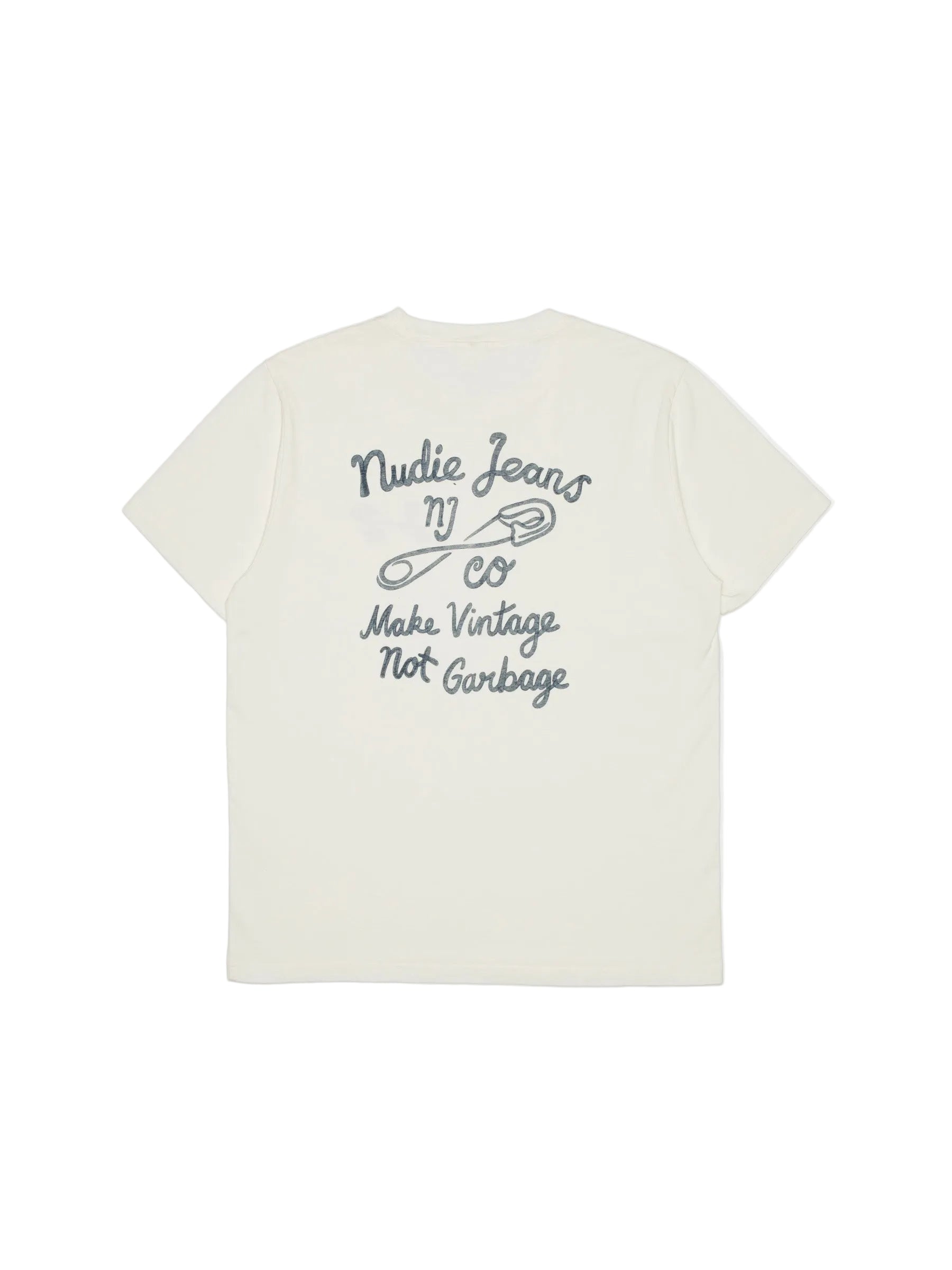 NUDIE JEANS ROY T-SHIRT NJCO PIN - CHALK WHITE