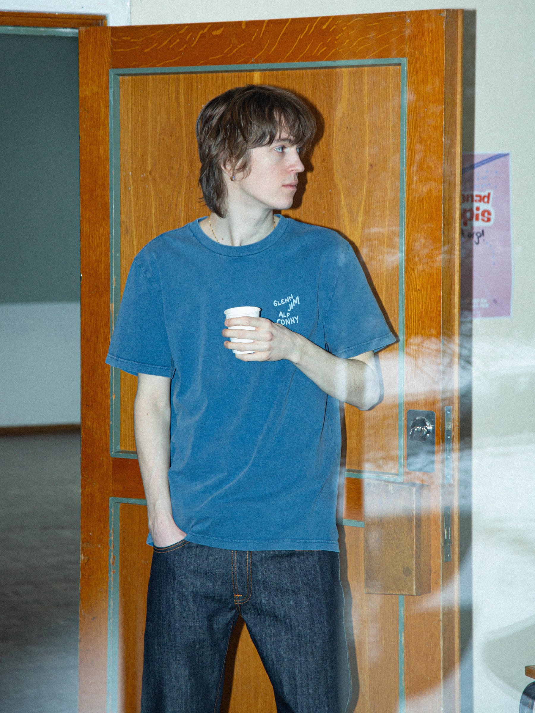 NUDIE JEANS ROY T-SHIRT OG LINE-UP - FRENCH BLUE