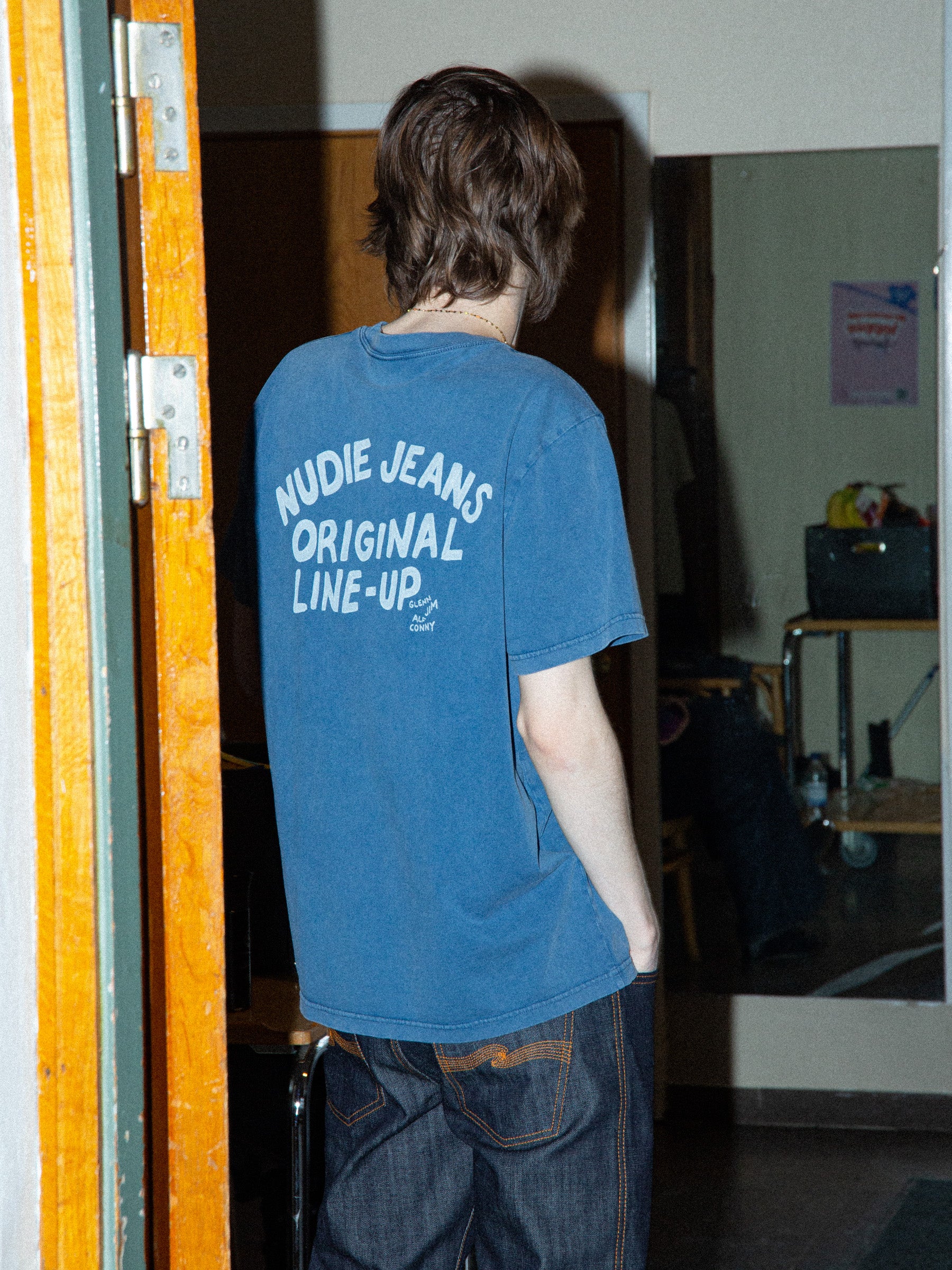 NUDIE JEANS ROY T-SHIRT OG LINE-UP - FRENCH BLUE