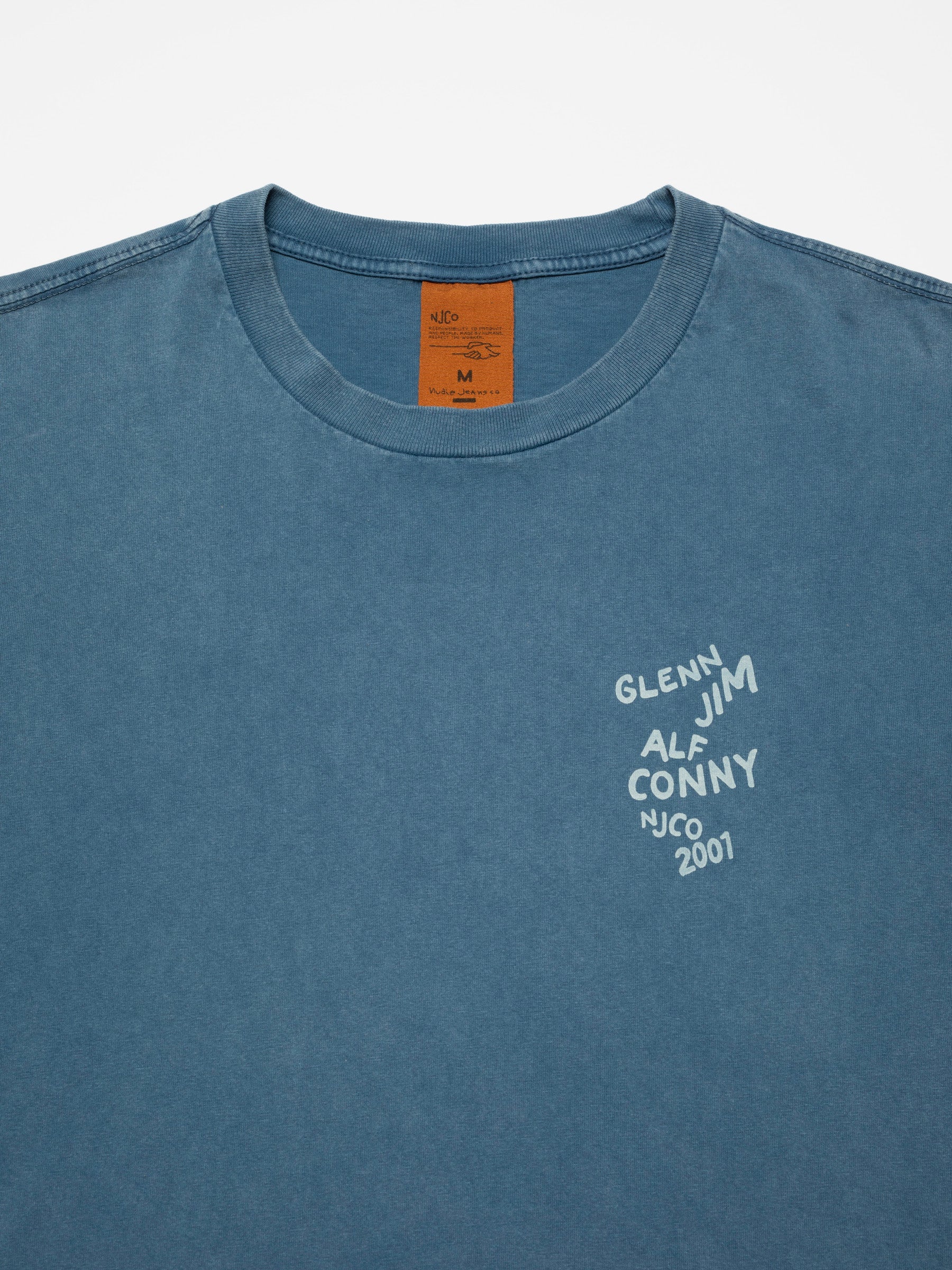 NUDIE JEANS ROY T-SHIRT OG LINE-UP - FRENCH BLUE