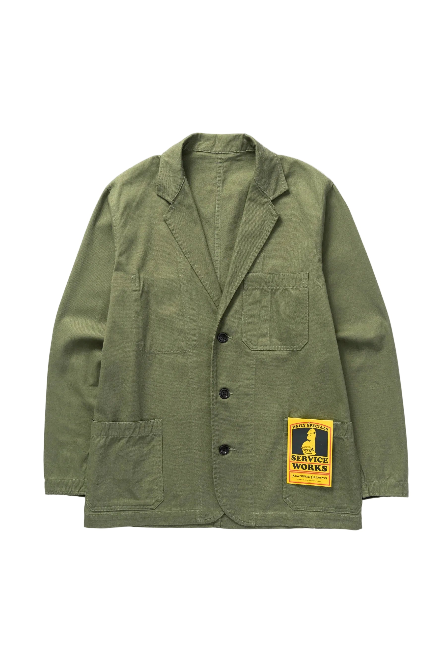 Service Works Drill Server Suit Jacket — Olive — front view