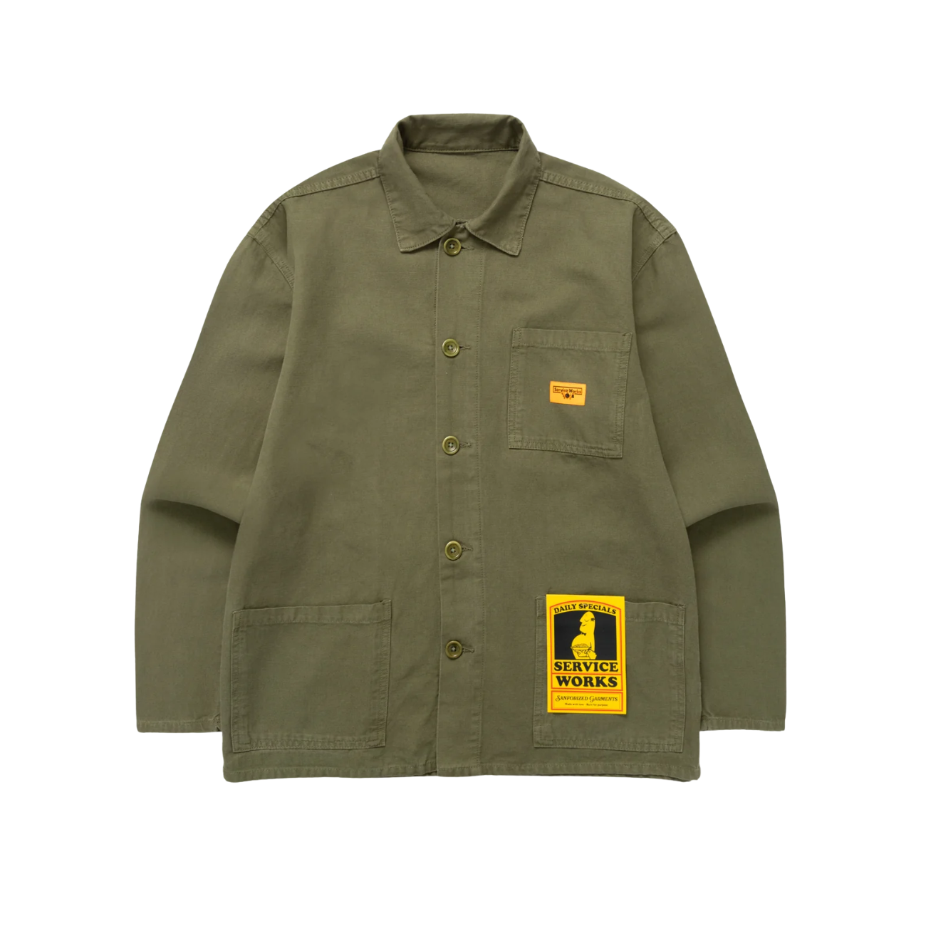 SERVICE WORKS CANVAS COVERALL JACKET - OLIVE