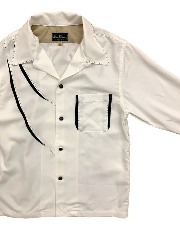 DRY BONE SHARK GILL OPEN SHIRT - OFF WHITE