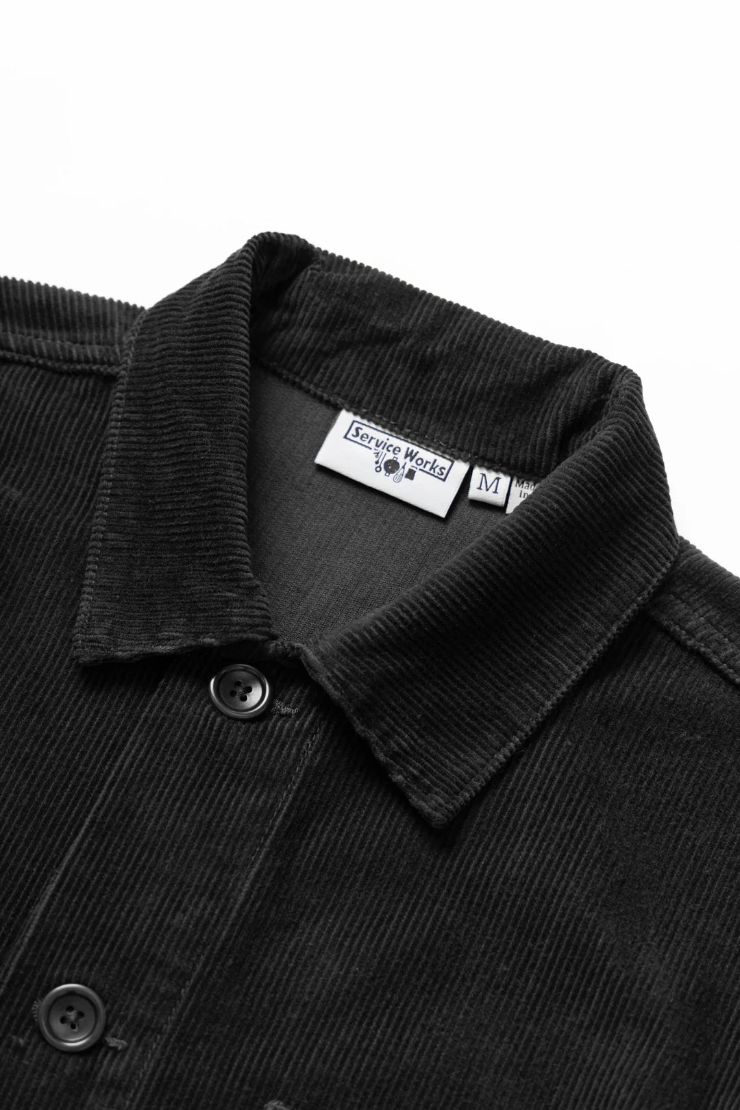 SERVICE WORKS CORDUROY CHORE SHIRT - BLACK