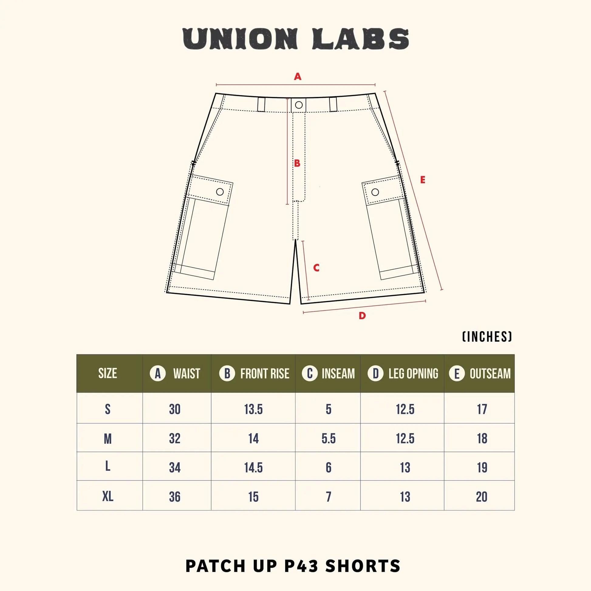 UNION LABS PATCH UP P43 SHORTS - OLIVE