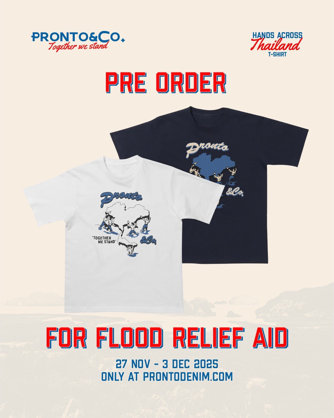 PRE-ORDER: PRONTO&CO. Hands Across Thailand T-Shirt 🤝🏻🇹🇭