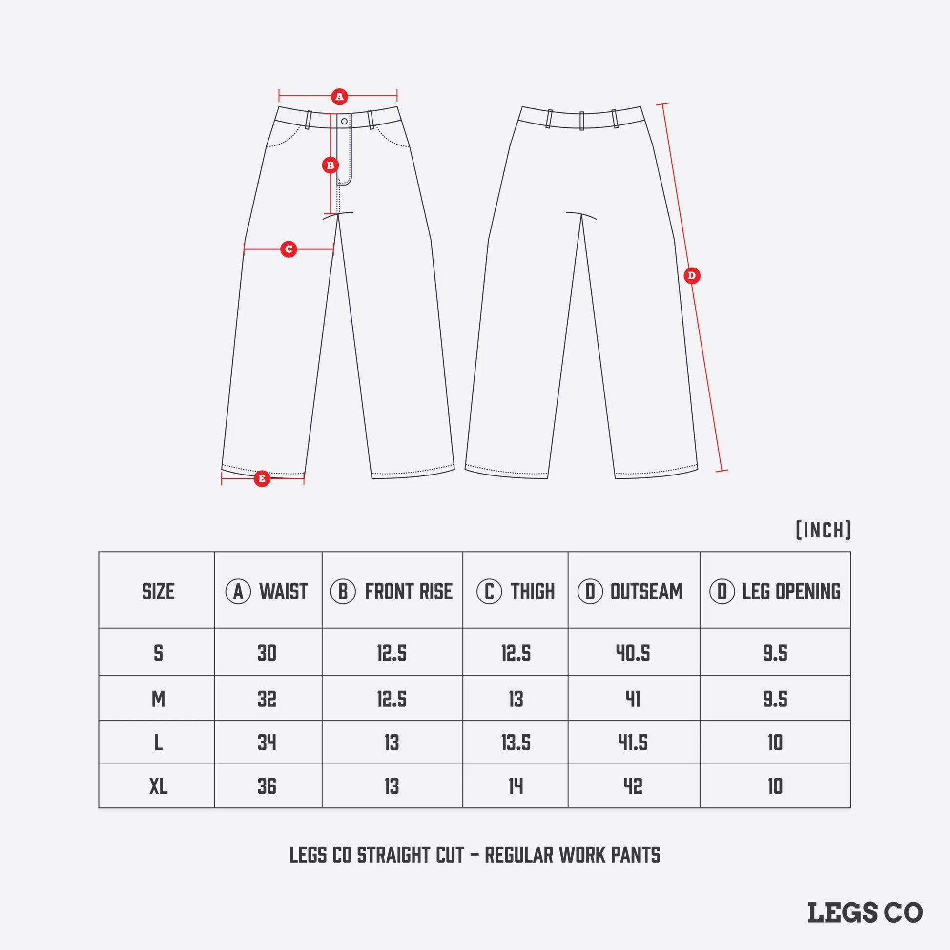 LEGS CO STRAIGHT CUT - REGULAR WORK PANTS - GREY