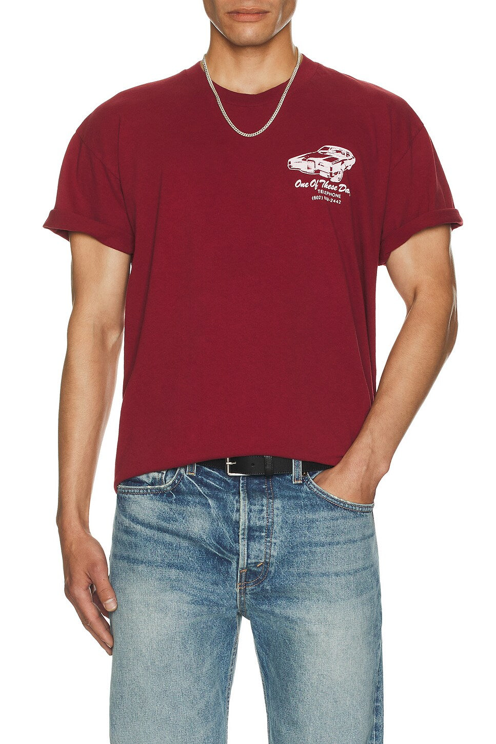 ONE OF THESE DAYS TIRE SERVICE TEE - WASHED BURGUNDY