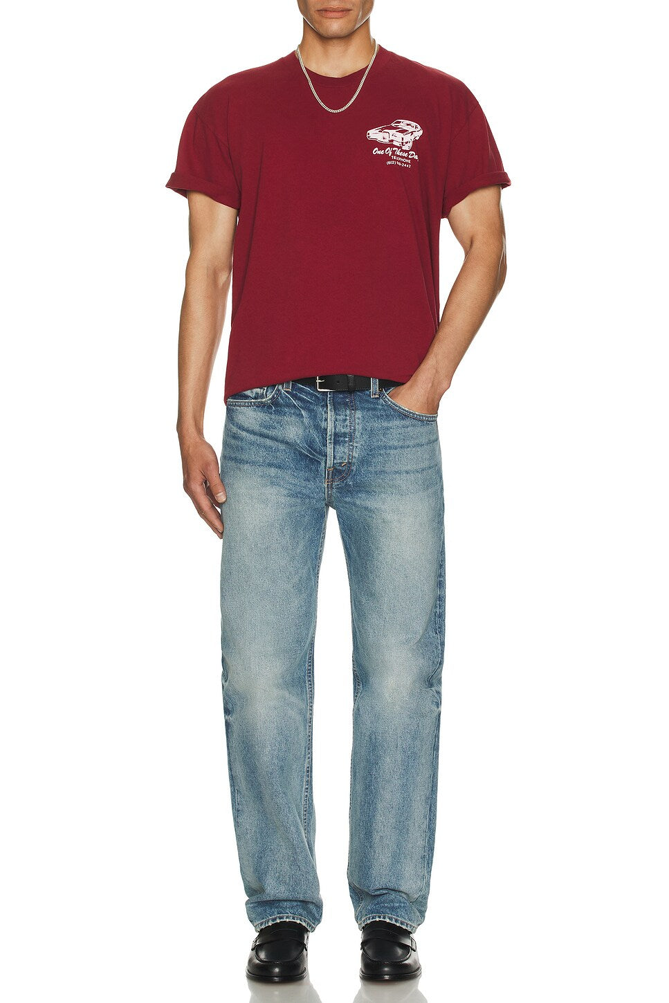 ONE OF THESE DAYS TIRE SERVICE TEE - WASHED BURGUNDY