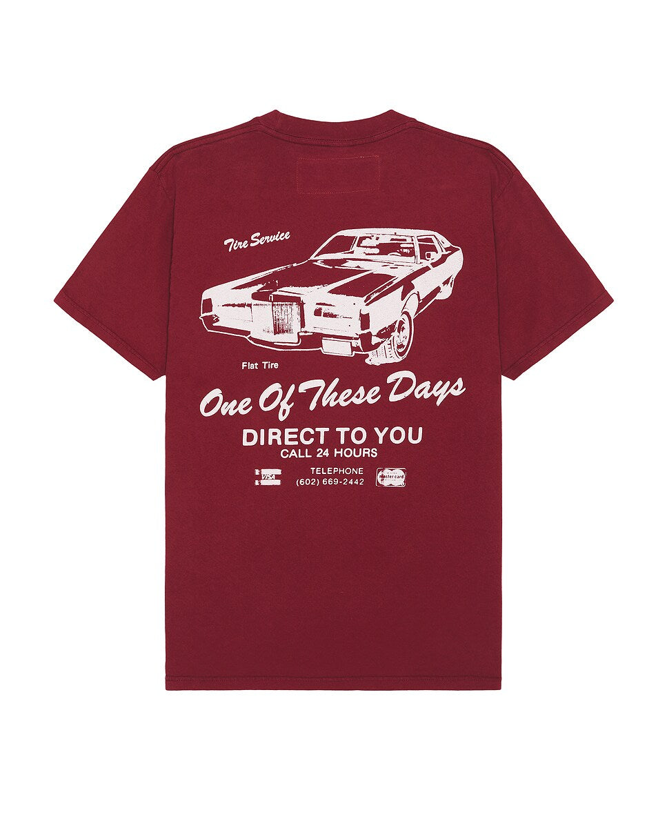 ONE OF THESE DAYS TIRE SERVICE TEE - WASHED BURGUNDY