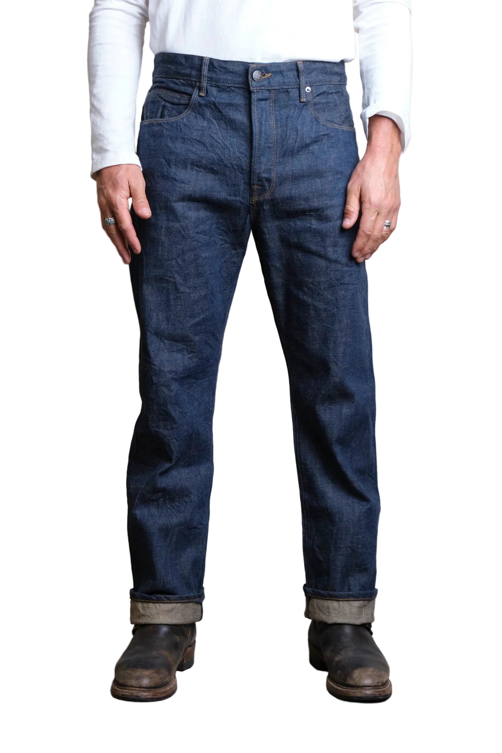 Freenote Belford Straight Cut 13 Ounce — Natural Rinsed Denim — front view