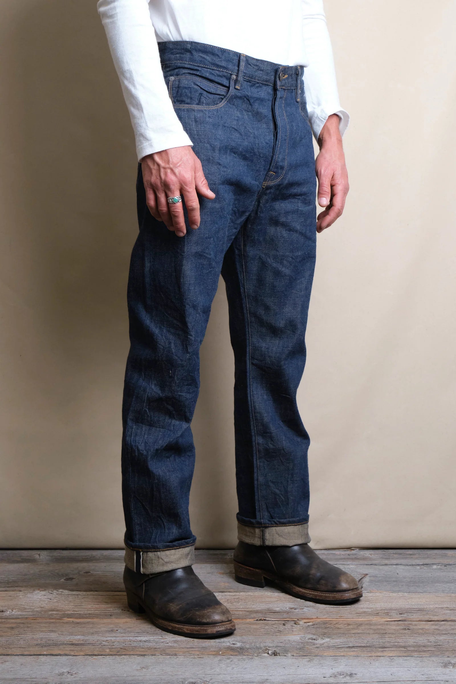 Freenote Belford Straight Cut 13 Ounce — Natural Rinsed Denim — view 3