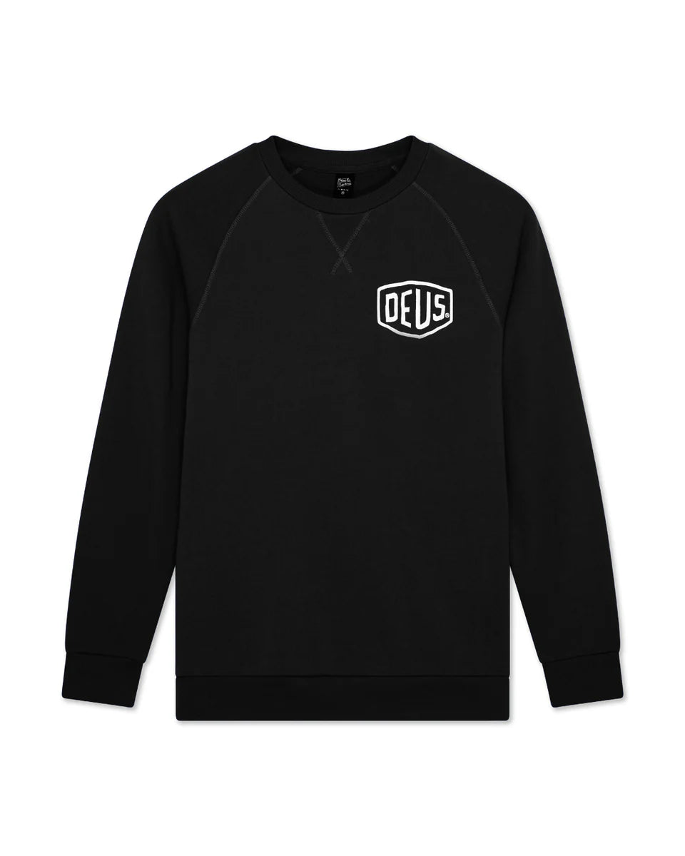 Deus Ex Machina Venice Address Crew — Black — front view