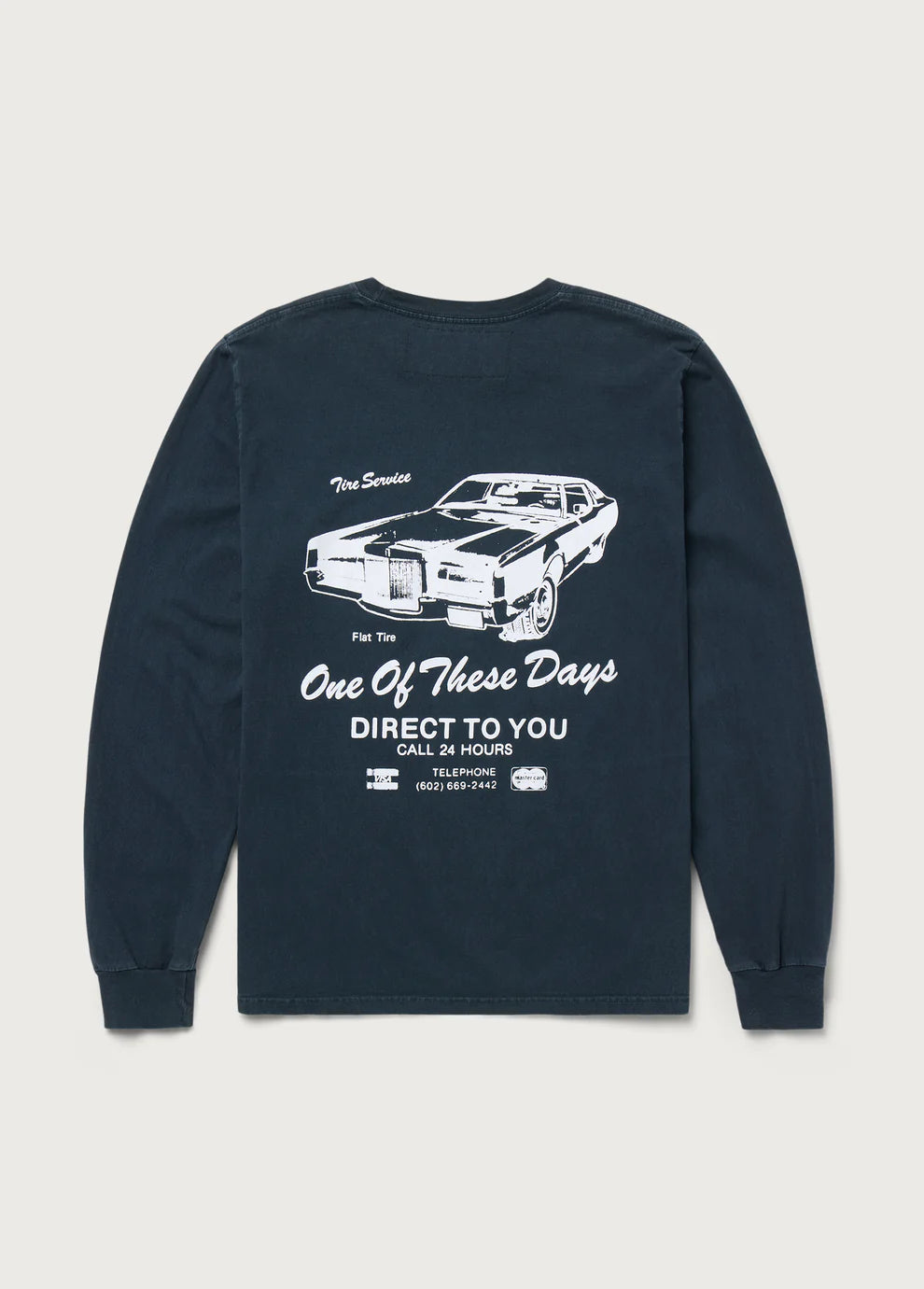 ONE OF THESE DAYS TIRE SERVICE LONG SLEEVE TEE - WASHED BLACK
