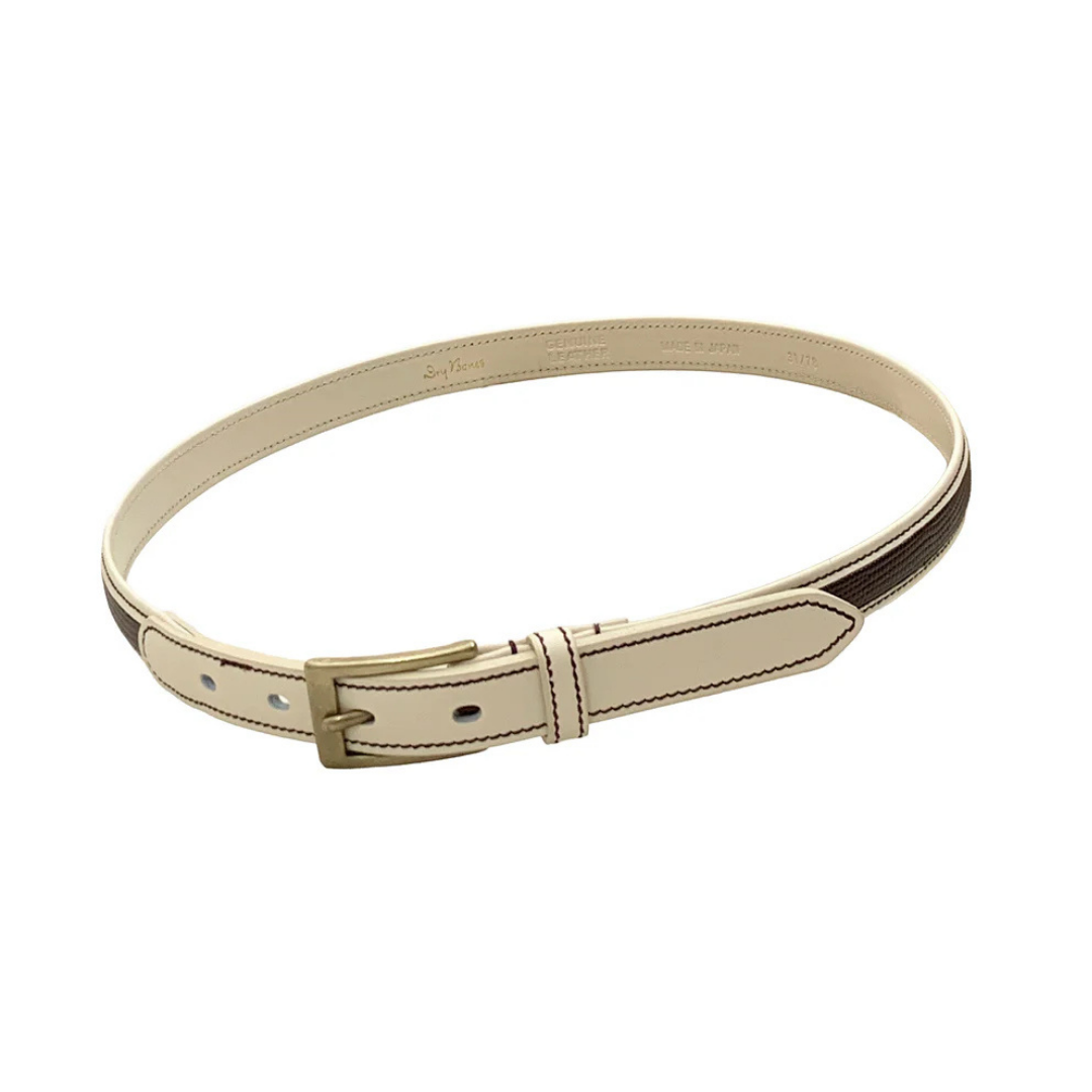 DRY BONES LIZARD EMBOSS BELT - WHITE/BROWN