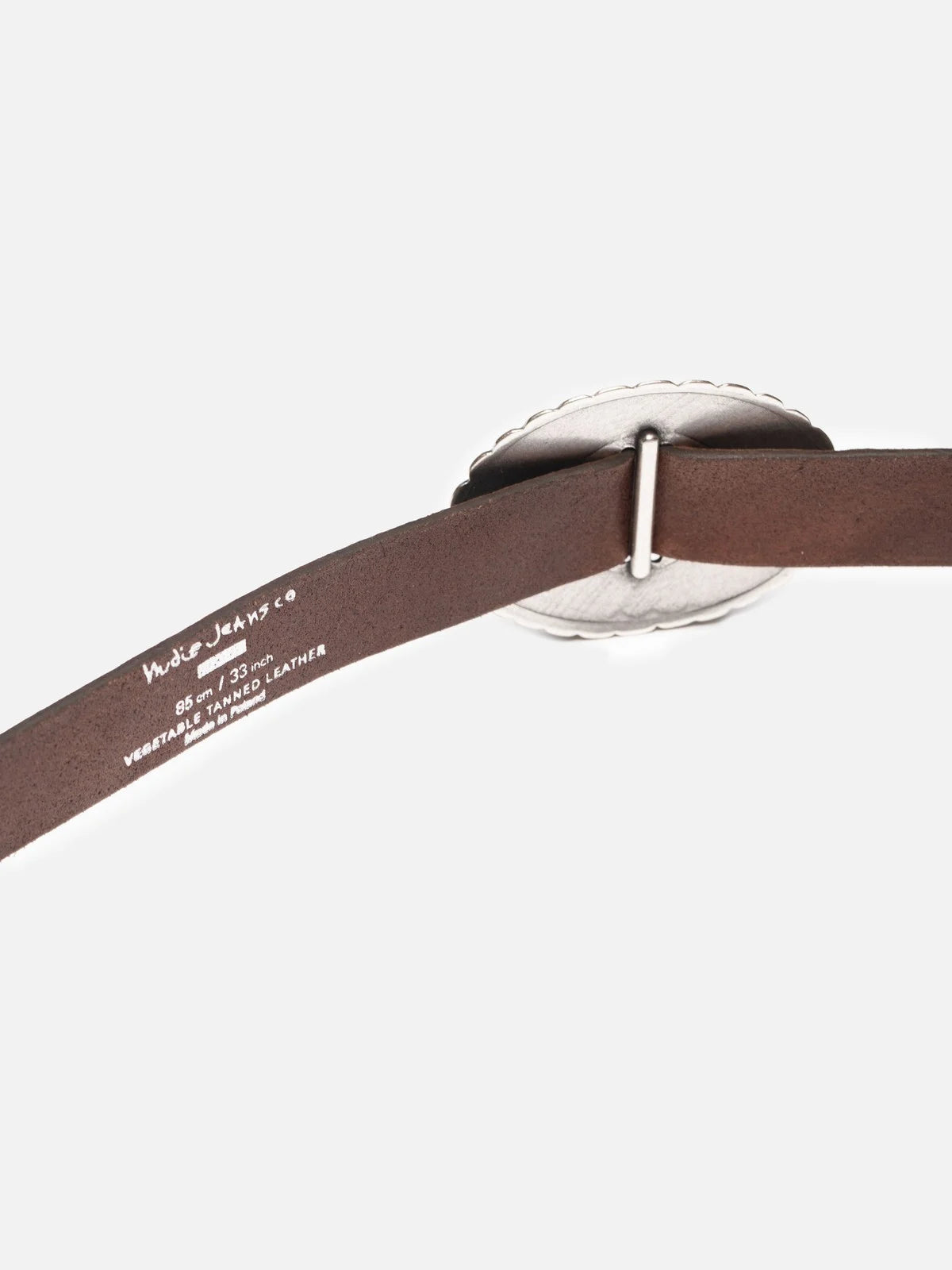 NUDIE JEANS WESTERN CONCHO SILVER BELT - DARK BROWN