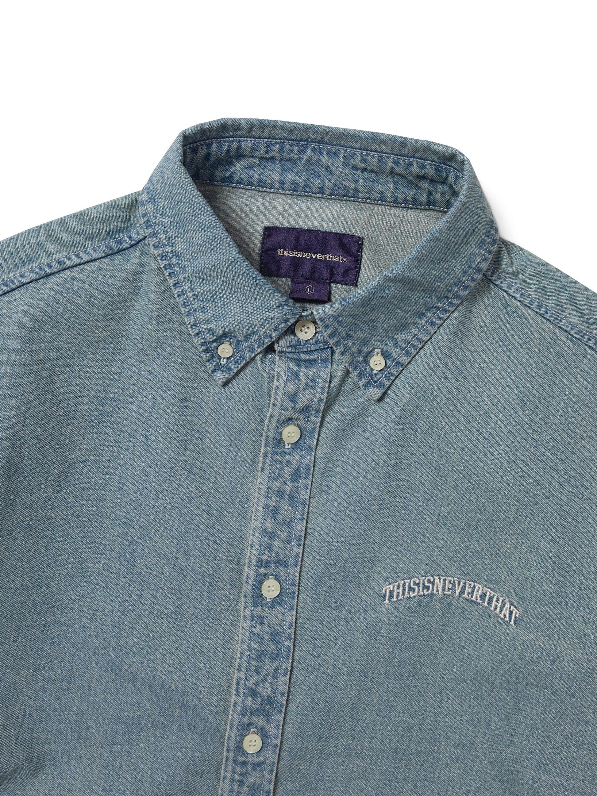 THISISNEVERTHAT - WASHED DENIM SHIRT - WASHED BLUE