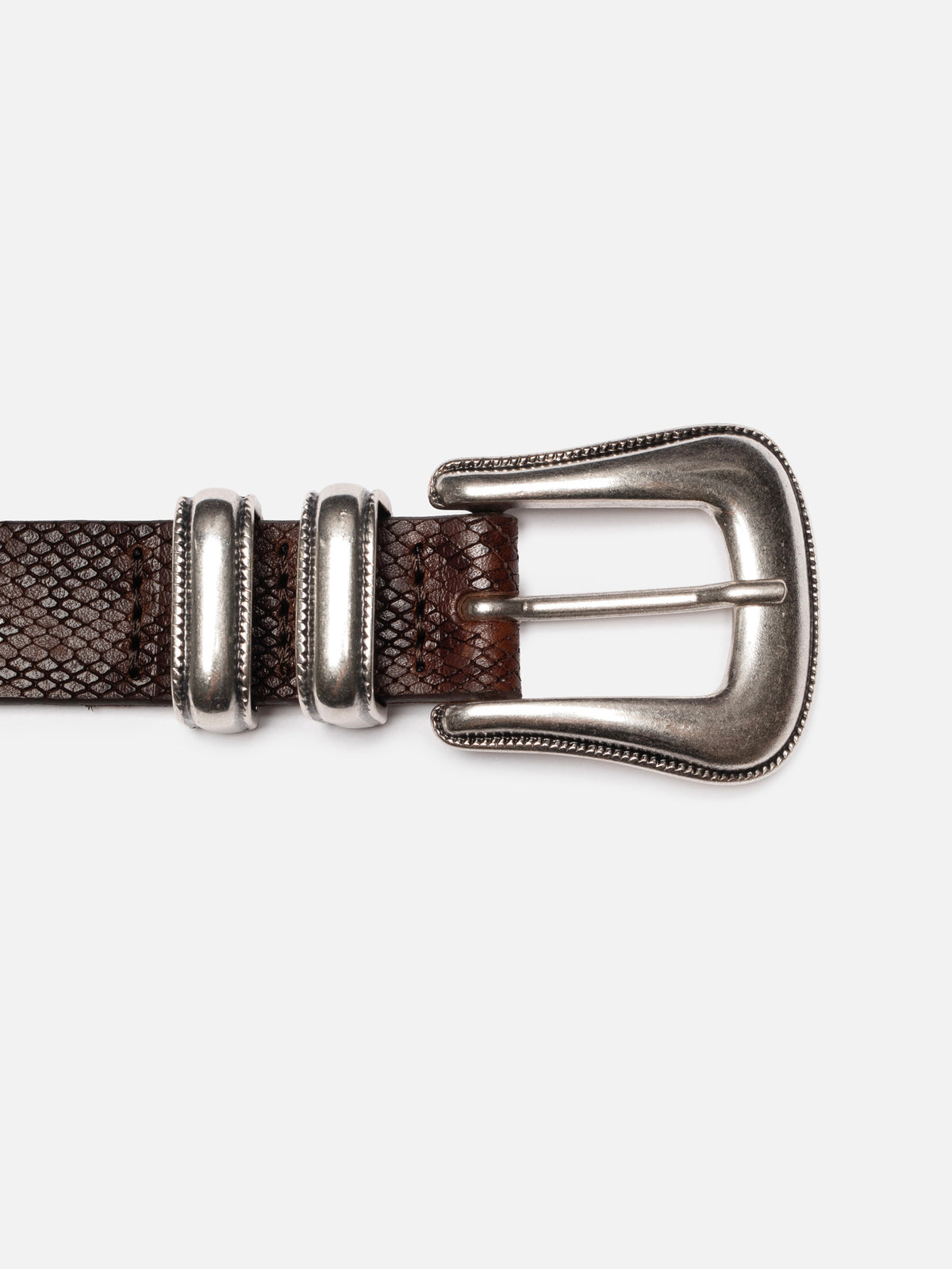 NUDIE JEANS WESTERN FAUX SNAKE - SILVER BELT