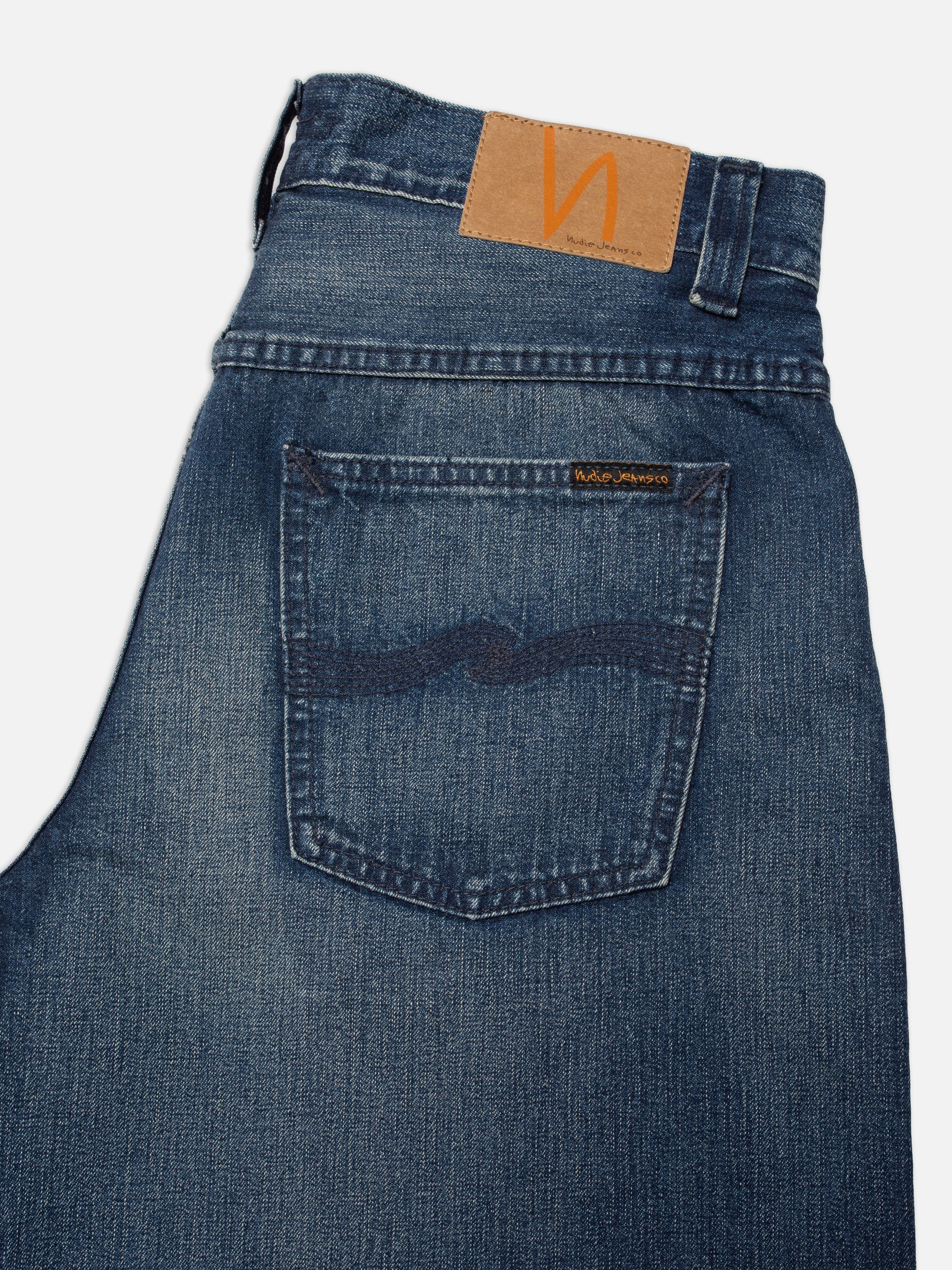 NUDIE JEANS ZEB DENIM SHORTS BLUE PAINTER - MID BLUE