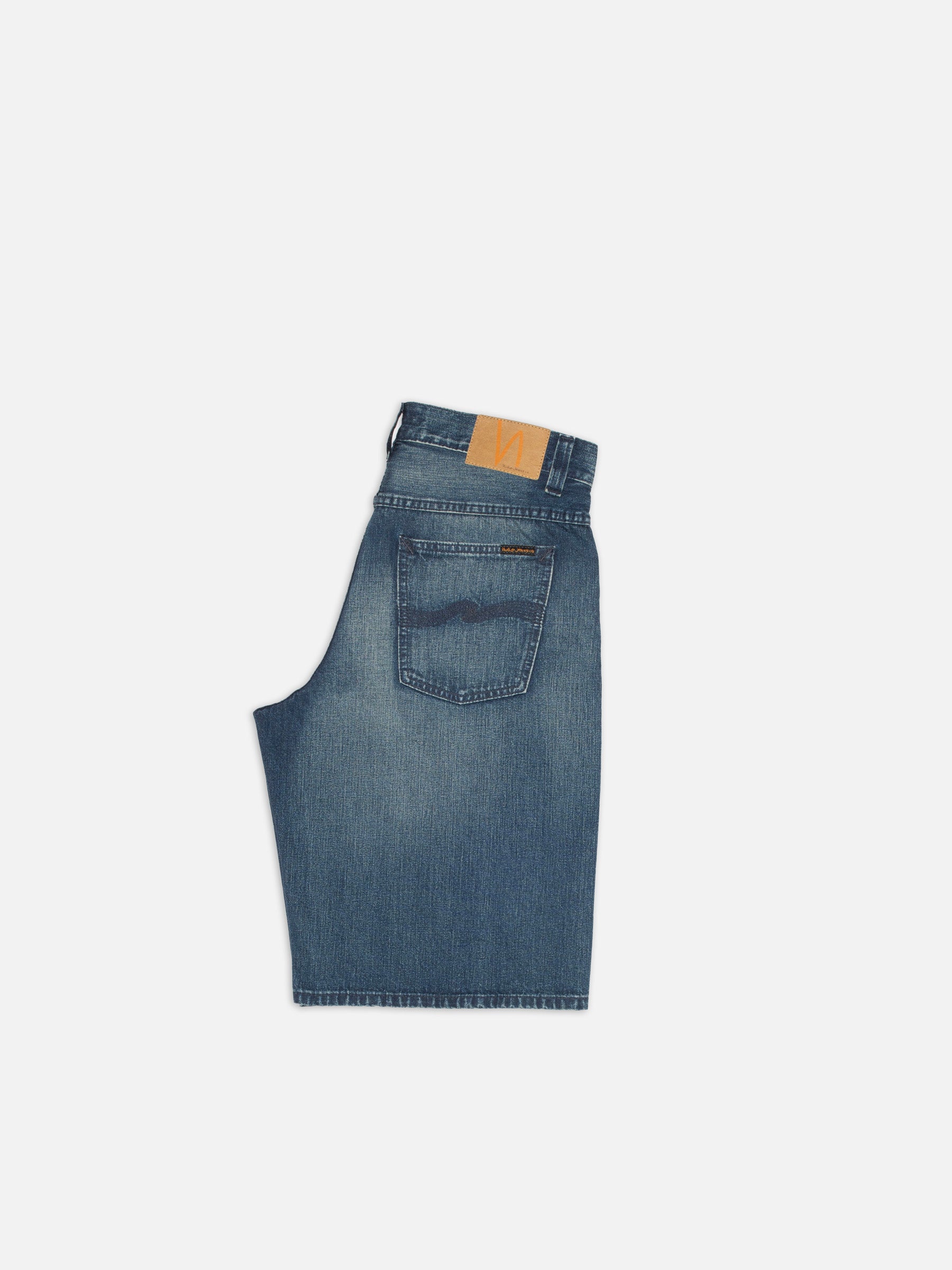 NUDIE JEANS ZEB DENIM SHORTS BLUE PAINTER - MID BLUE
