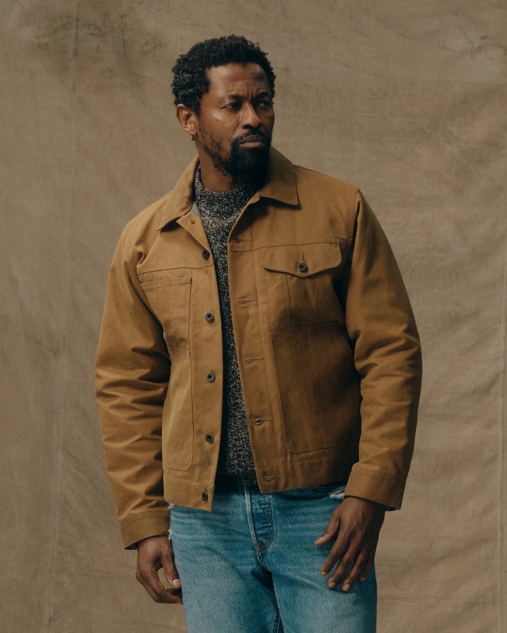 Filson Tin Cloth Short Lined Cruiser Jacket — Dark Tan — view 7