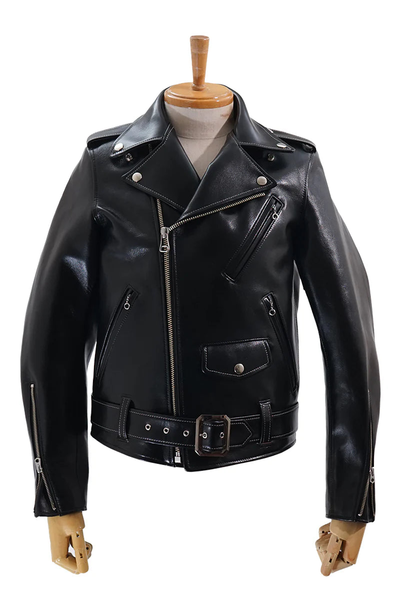 DRY BONES HORSE HIDE MOTORCYCLE JACKET - BLACK