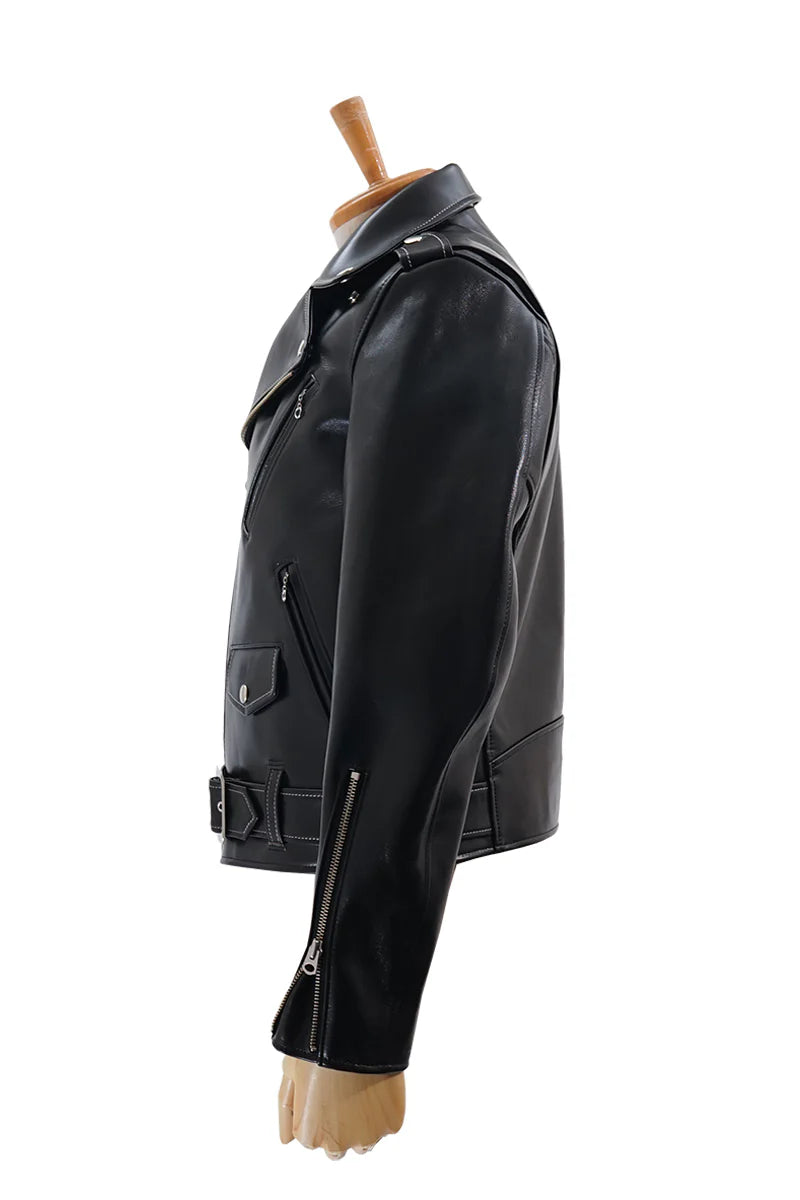 DRY BONES HORSE HIDE MOTORCYCLE JACKET - BLACK