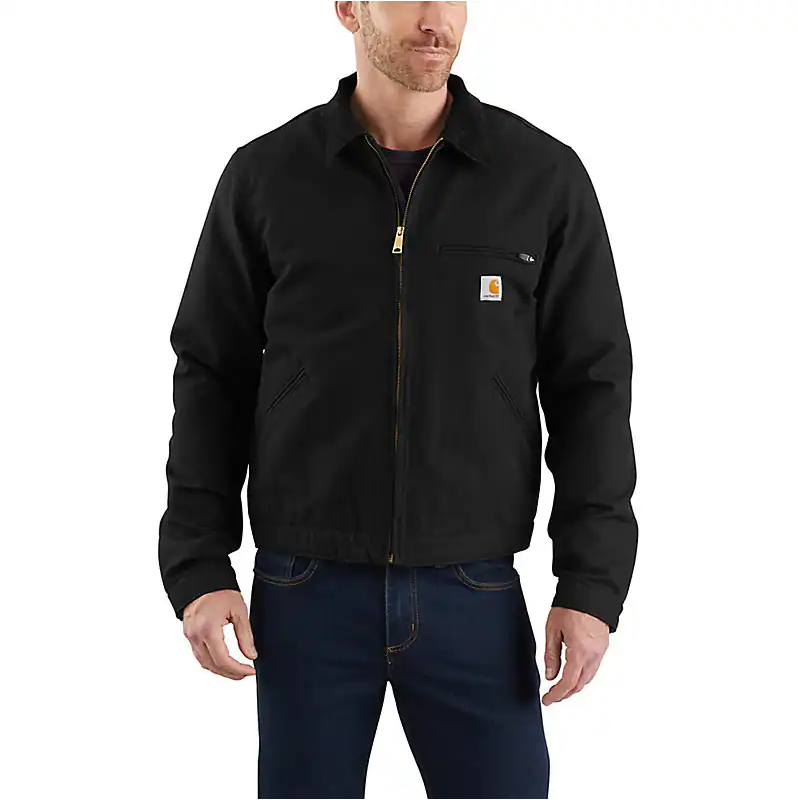 CARHARTT RELAXED FIT DUCK BLANKET-LINED DETROIT JACKET - BLACK