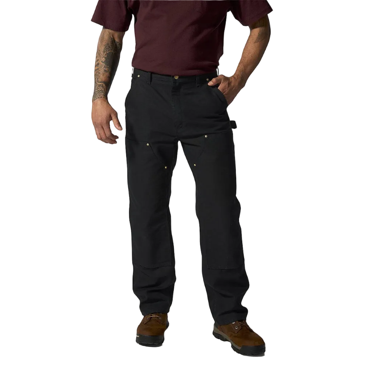 CARHARTT B01 LOOSE STRAIGHT FIRM DUCK DOUBLE-FRONT DUNGAREE - BLACK