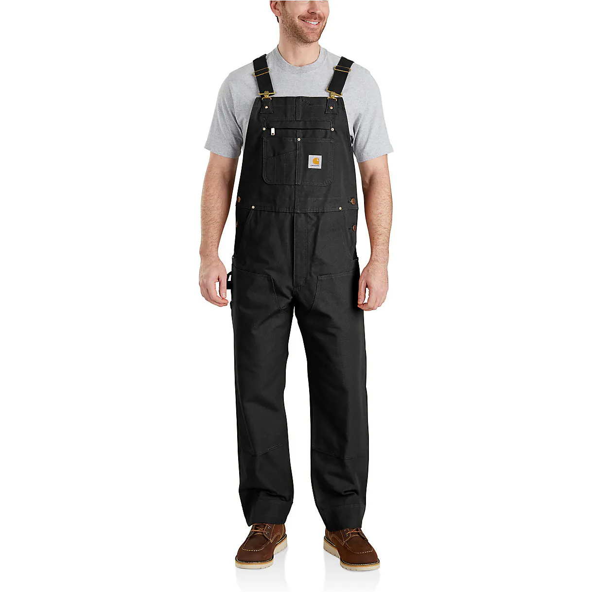 Carhartt Relaxed Fit Duck Bib Overall — Black — front view
