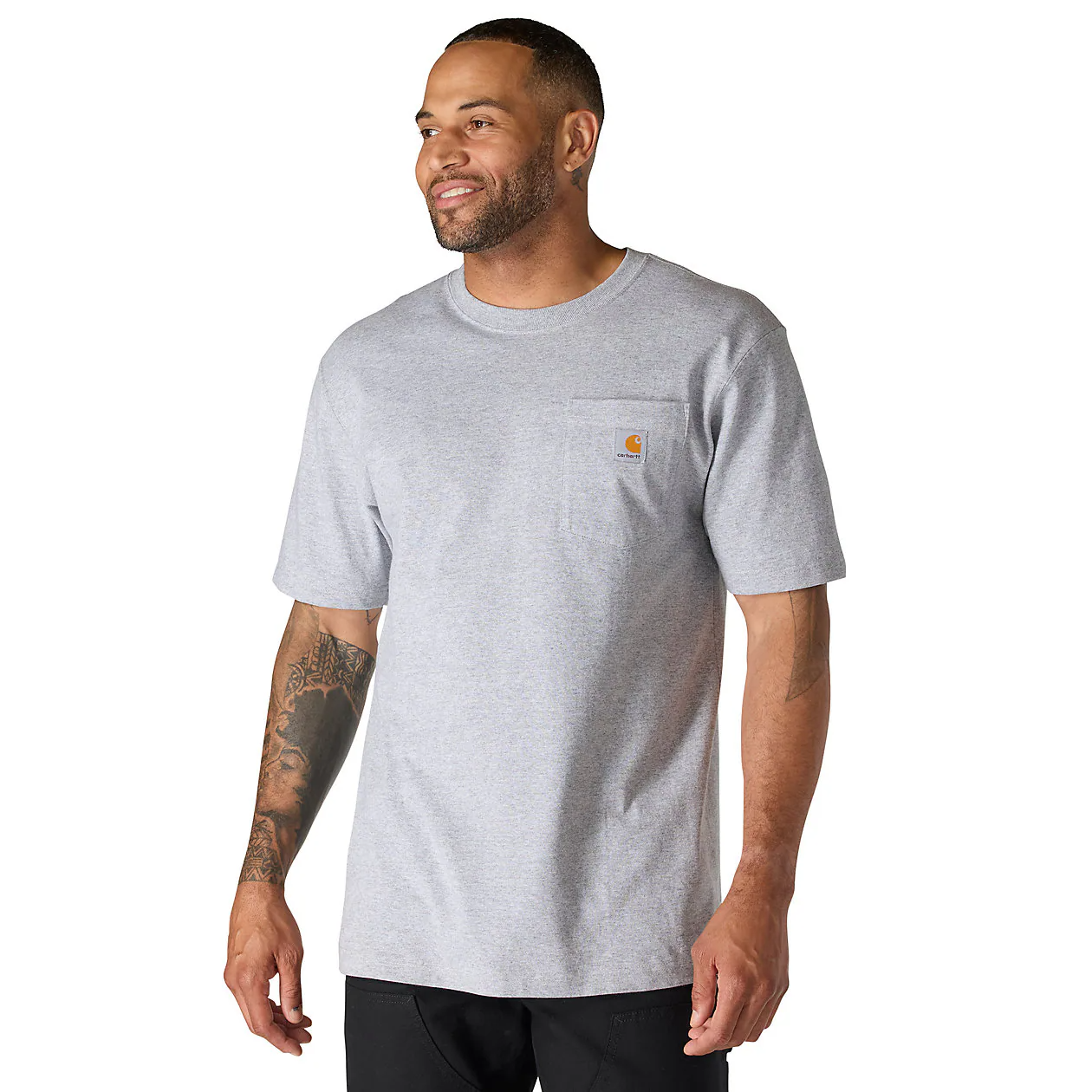 CARHARTT LOOSE FIT HEAVYWEIGHT SHORT-SLEEVE POCKET TEE - HEATHER GRAY