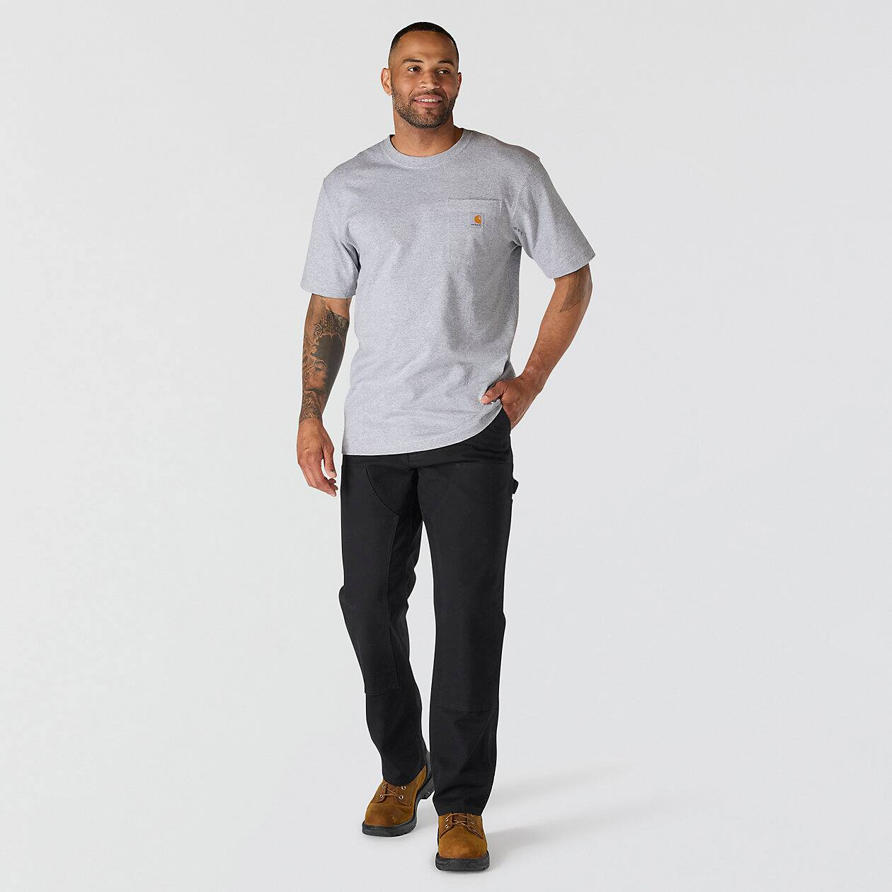 CARHARTT LOOSE FIT HEAVYWEIGHT SHORT-SLEEVE POCKET TEE - HEATHER GRAY