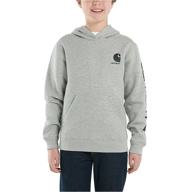 Carhartt Boys Long-Sleeve Graphic Sweatshirt — Heather Gray — view 3
