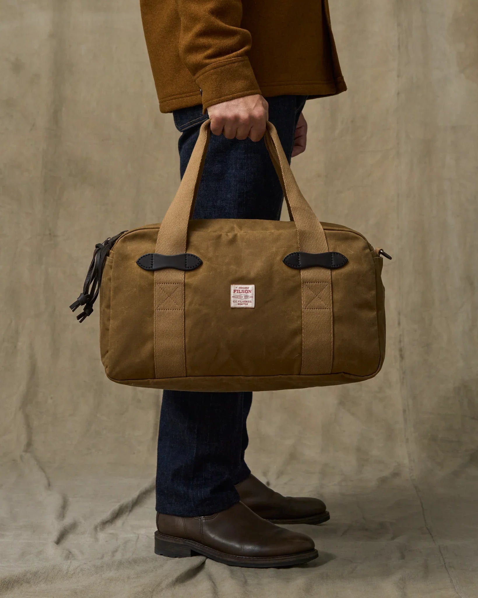 Filson Small Tin Cloth Duffle Bag — Dark Tan — view 2