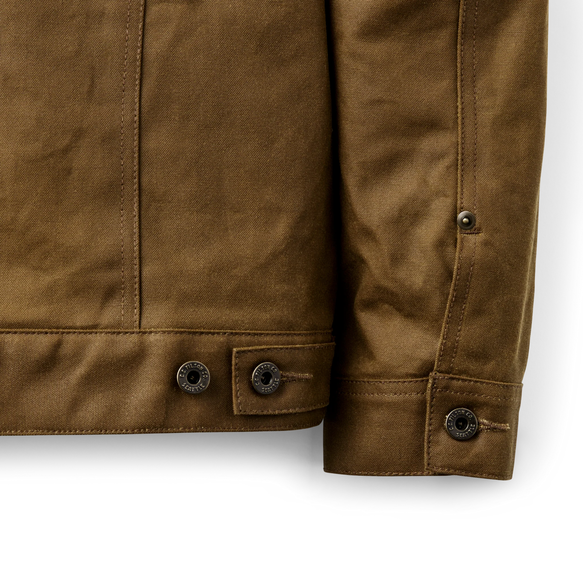 Filson Tin Cloth Short Lined Cruiser Jacket — Dark Tan — view 6