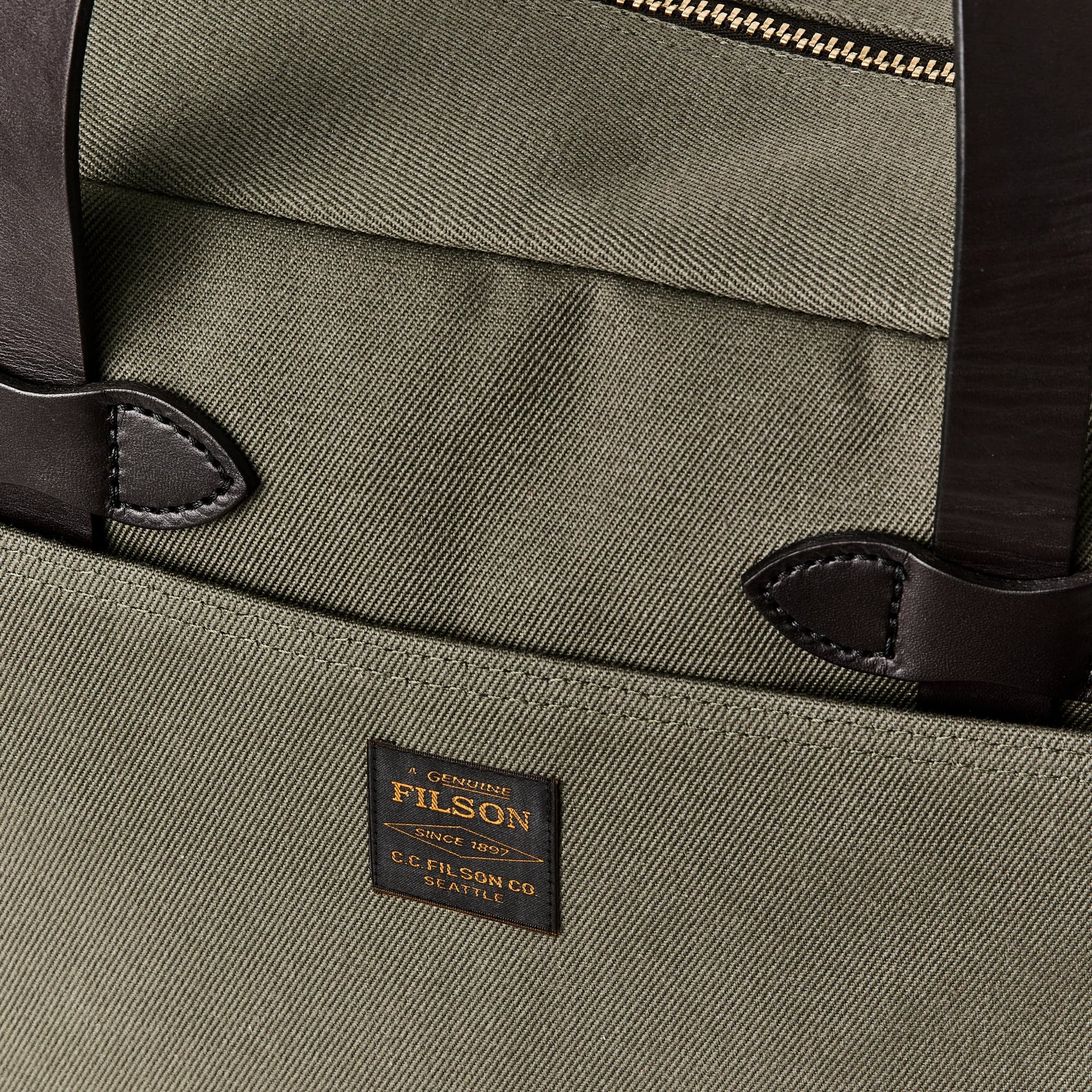 FILSON RUGGED TWILL ZIPPER TOTE BAG - OTTER GREEN