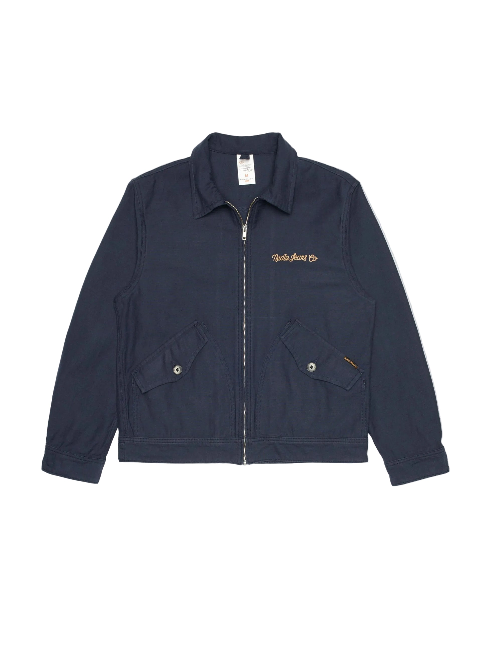NUDIE JEANS BLAKE ZIP JACKET BACK SATEEN - NAVY