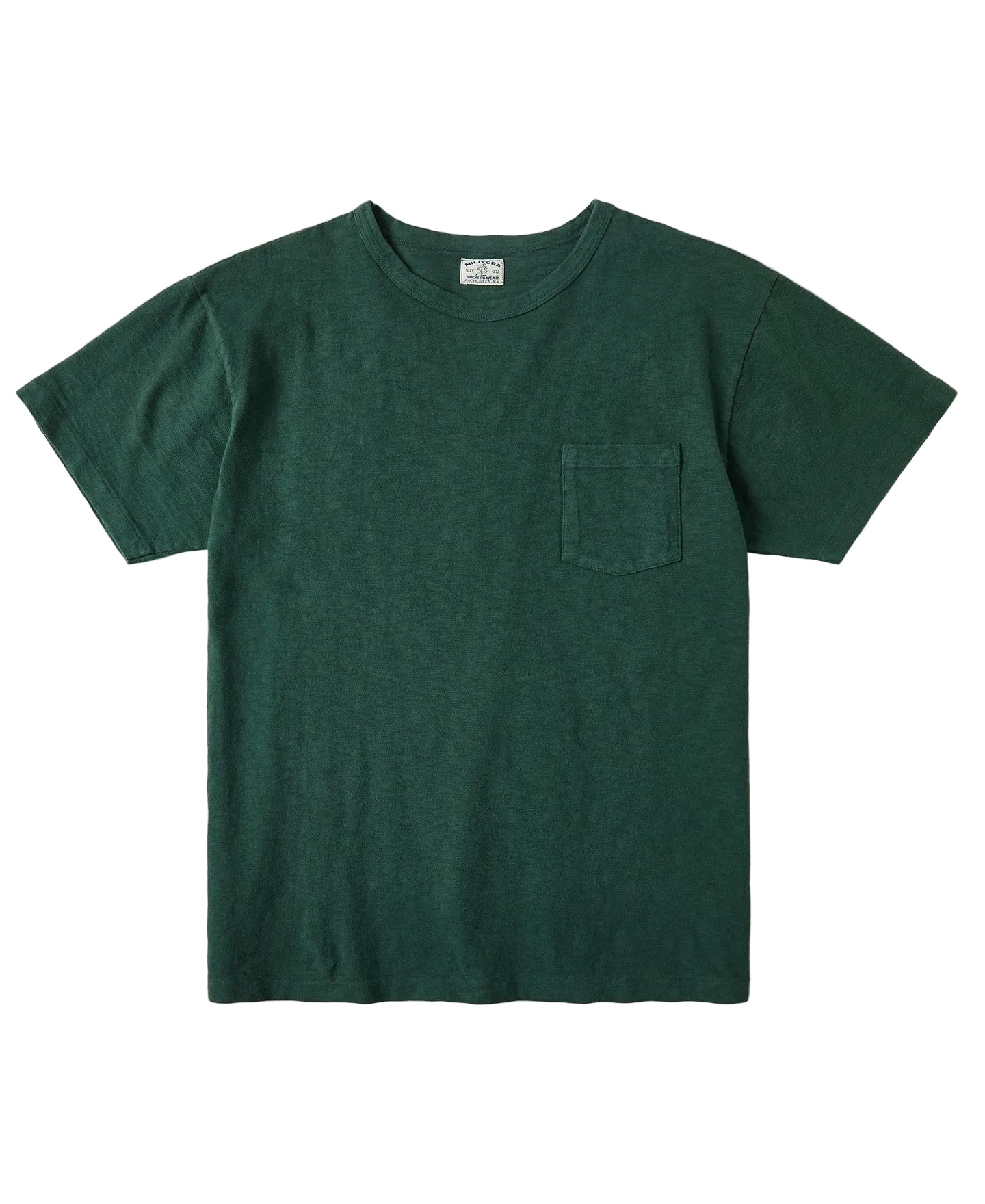 MILITORA LOT 102 1940S HEAVYWEIGHT SLUB POCKET T-SHIRT - DARK GREEN