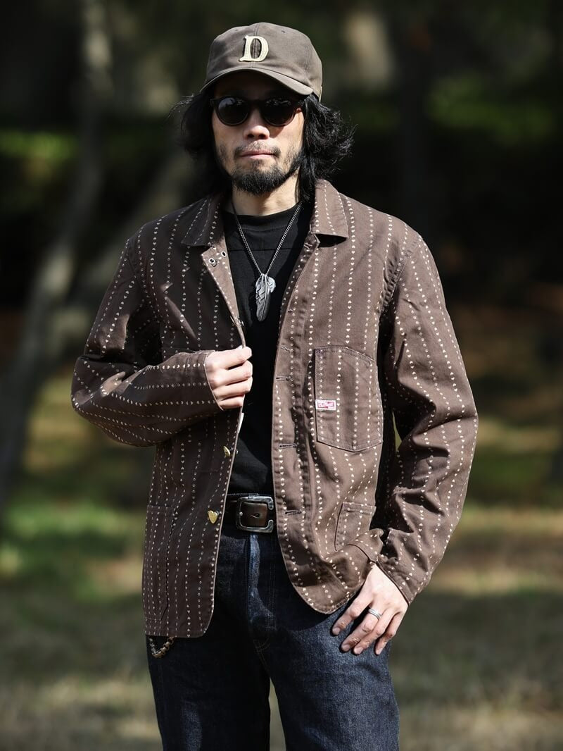 TCB JEANS CATHARTT CHORE COAT - BROWN PAW STRIPE